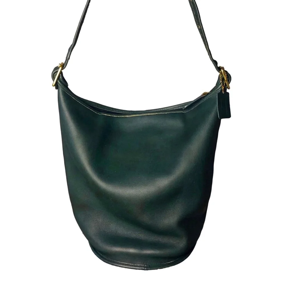 COACH Bottle Green Glove Tanned Leather Duffle Sac XL Bucket Bag 9085 USA COA